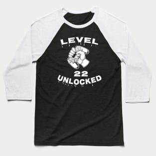 Level 22 Unlocked - Funny Mens 22nd Birthday Gamer Baseball T-Shirt